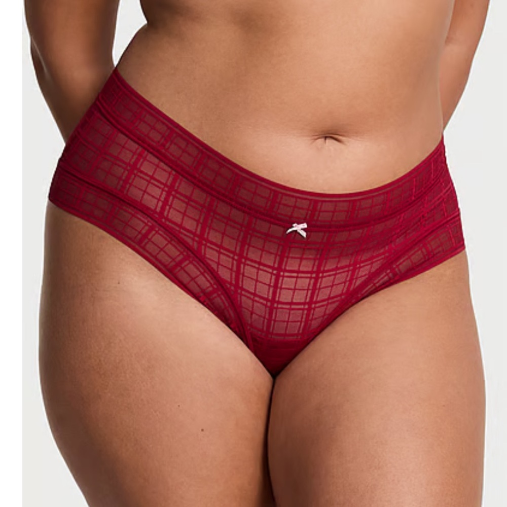 💋Red Sheer Plaid cheekster
